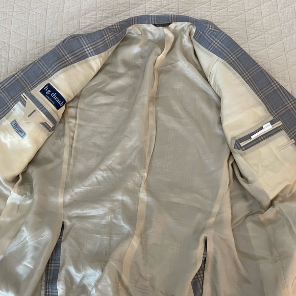 TRUSSINI made In Italy Super 130’s Wool Check Print Jacket Size 46R - Picture 5 of 11